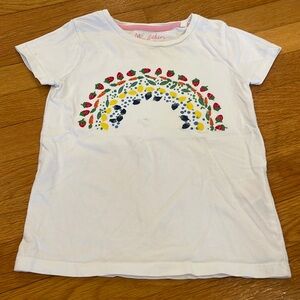 Mini Boden size 6-7 cotton rainbow fruits & vegetable rainbow t-shirt